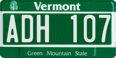VT license plate ADH107