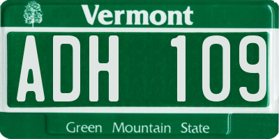 VT license plate ADH109
