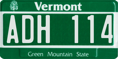VT license plate ADH114