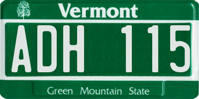 VT license plate ADH115