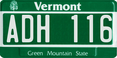 VT license plate ADH116