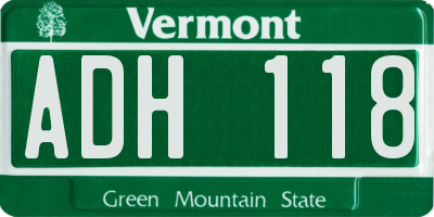 VT license plate ADH118
