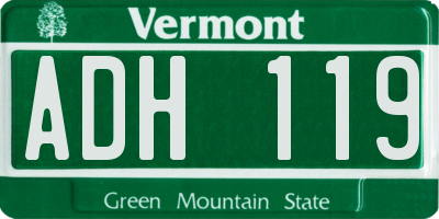 VT license plate ADH119