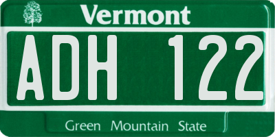 VT license plate ADH122