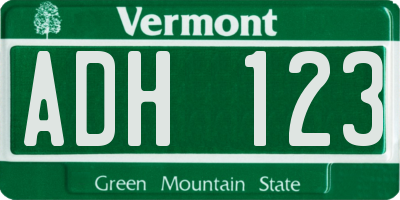 VT license plate ADH123