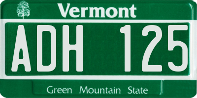 VT license plate ADH125