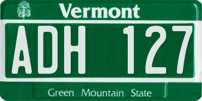 VT license plate ADH127
