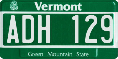 VT license plate ADH129