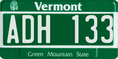 VT license plate ADH133