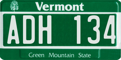 VT license plate ADH134