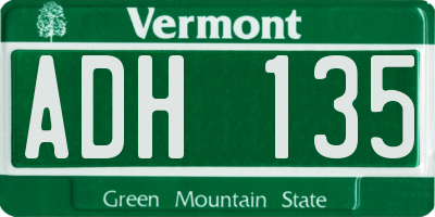 VT license plate ADH135
