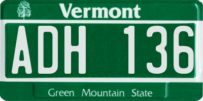 VT license plate ADH136