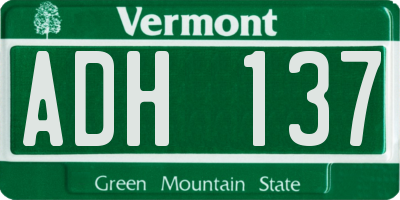 VT license plate ADH137