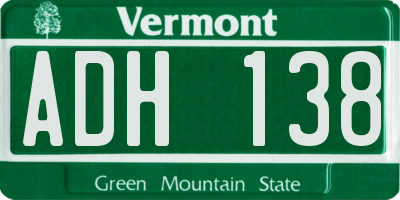 VT license plate ADH138
