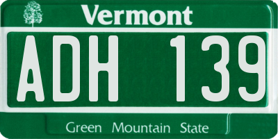 VT license plate ADH139