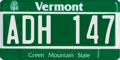 VT license plate ADH147