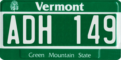 VT license plate ADH149