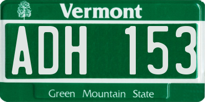 VT license plate ADH153