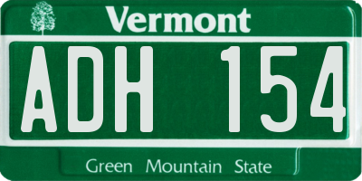 VT license plate ADH154