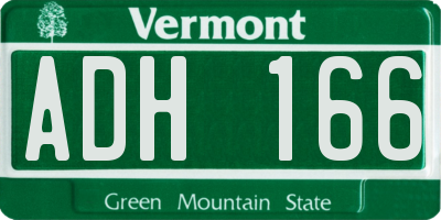 VT license plate ADH166
