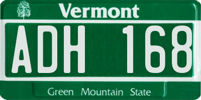 VT license plate ADH168