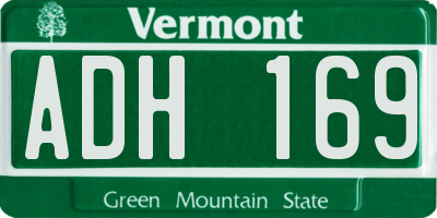 VT license plate ADH169