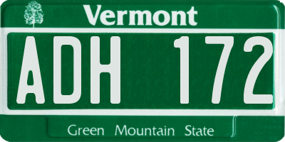 VT license plate ADH172