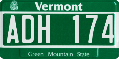 VT license plate ADH174