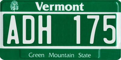 VT license plate ADH175
