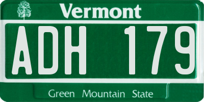 VT license plate ADH179