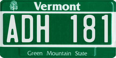 VT license plate ADH181