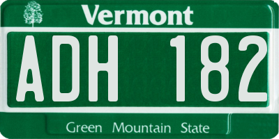VT license plate ADH182