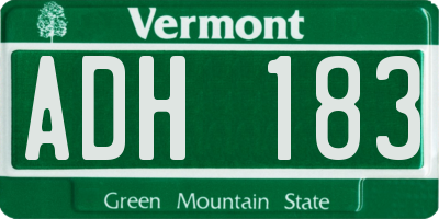VT license plate ADH183