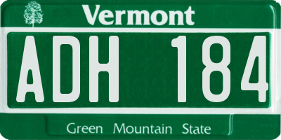 VT license plate ADH184