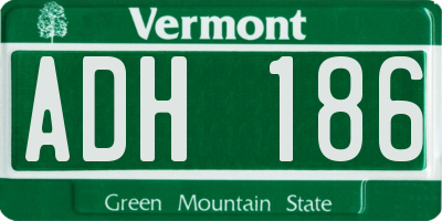VT license plate ADH186