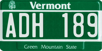 VT license plate ADH189
