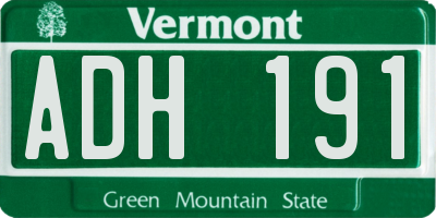 VT license plate ADH191