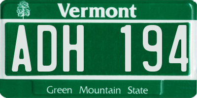 VT license plate ADH194