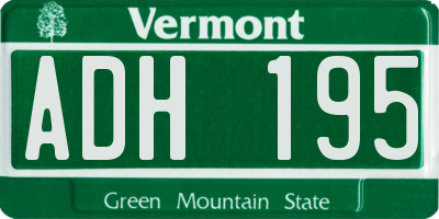 VT license plate ADH195