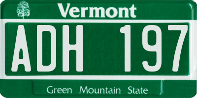 VT license plate ADH197
