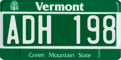 VT license plate ADH198