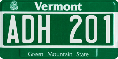 VT license plate ADH201