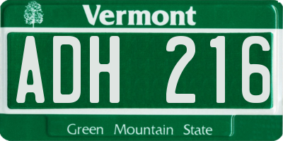 VT license plate ADH216