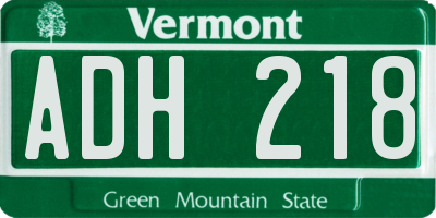 VT license plate ADH218