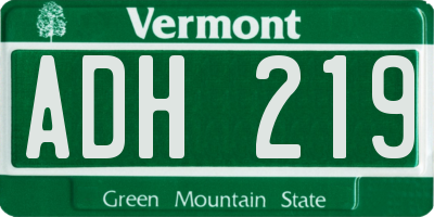 VT license plate ADH219
