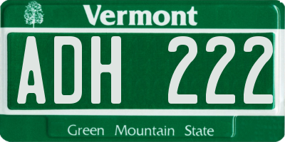 VT license plate ADH222