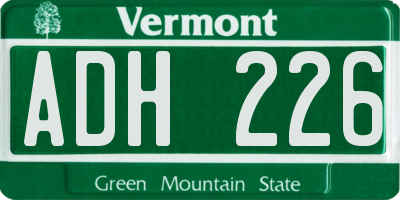 VT license plate ADH226