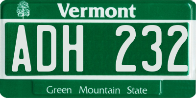 VT license plate ADH232
