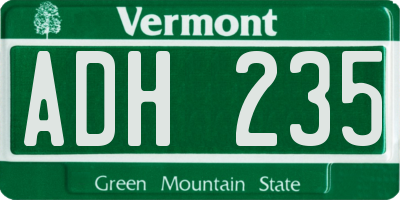VT license plate ADH235