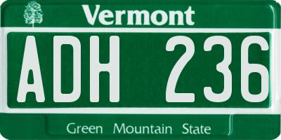 VT license plate ADH236
